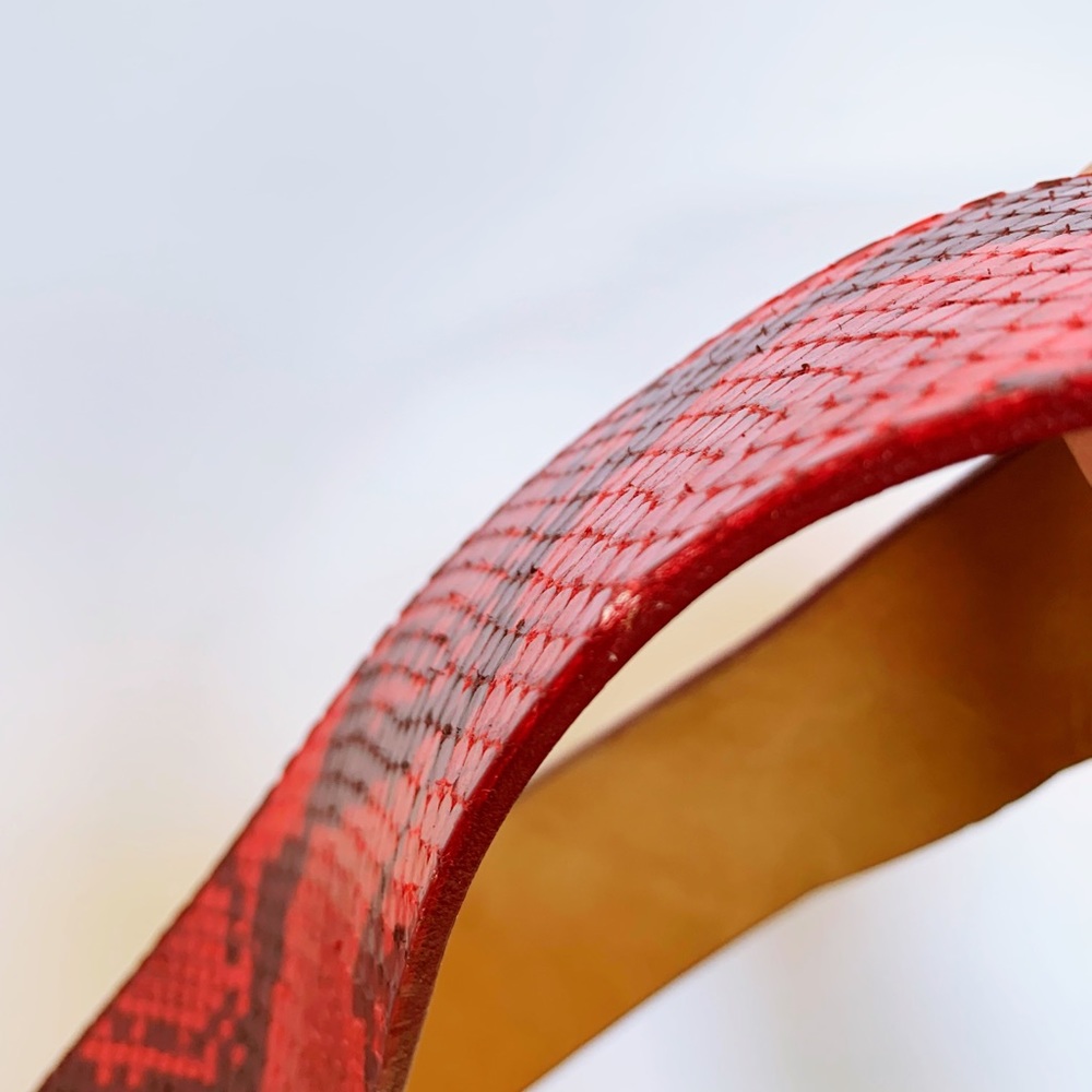 W. Kleinberg Red Embossed Python Snake Print Belt - image 8